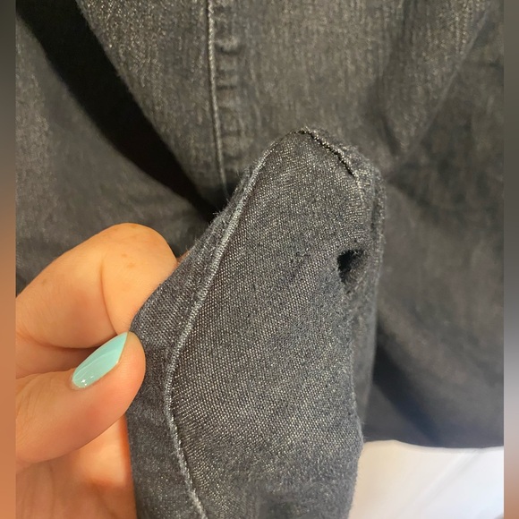 Ashley Stewart Plus Ruffle Off-Shoulder Sleeve Denim Jumpsuit Size 26 - Picture 3 of 11